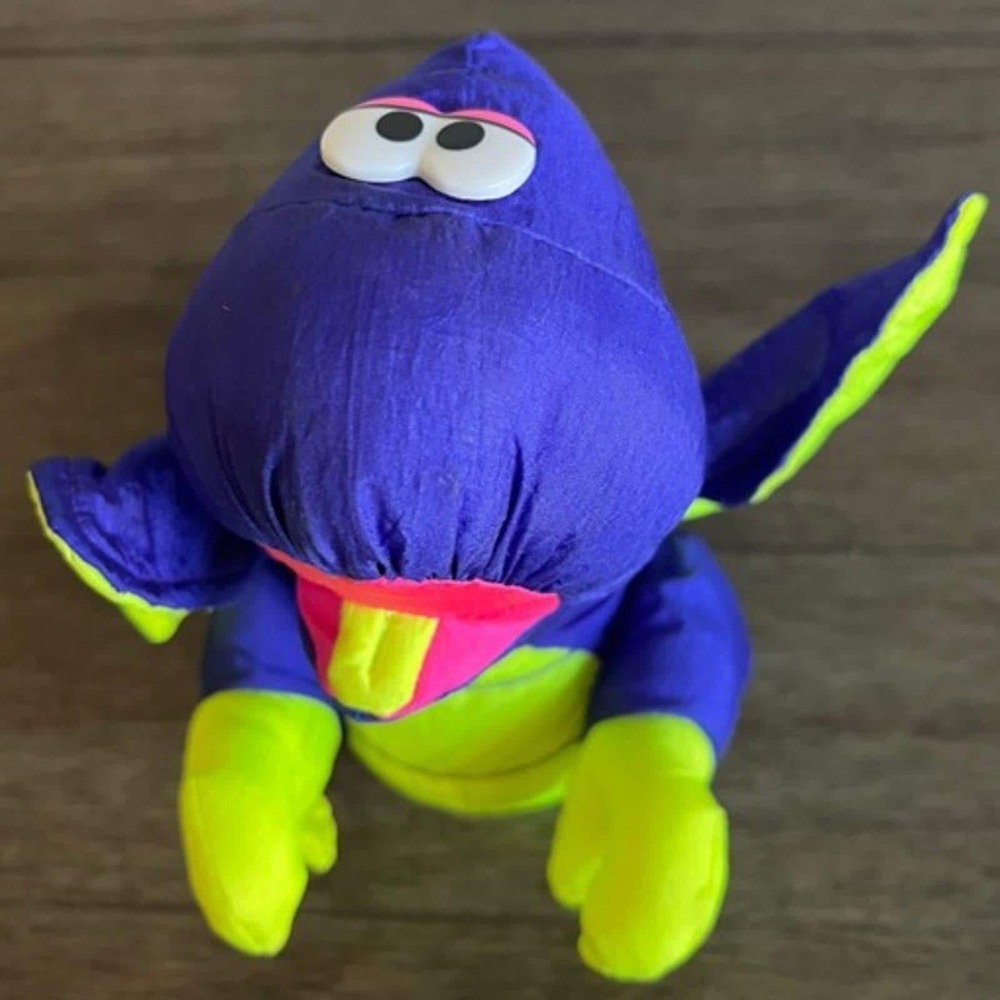 Vintage 1992 Fisher Price Purple Pterodactyl Nylon Plush